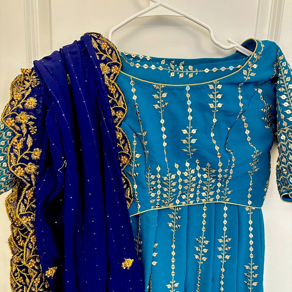 Mirror work georgette lehenga